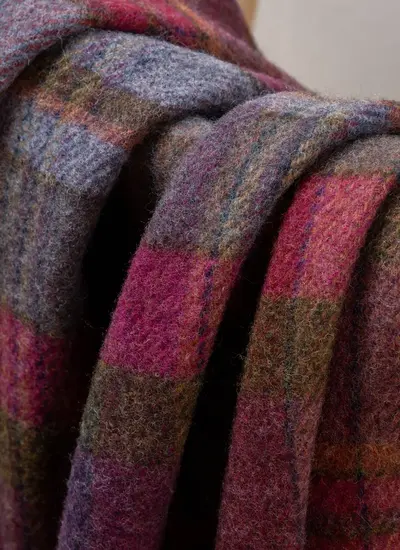 Pink Check Pure New Wool Throw